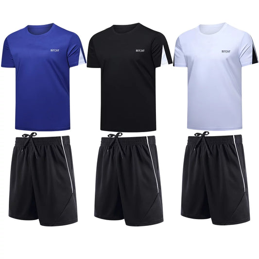 3Pack Men'S Workout Set Gym Clothes Active Shorts Shirt Set for Running Basketball Football and Daily Life